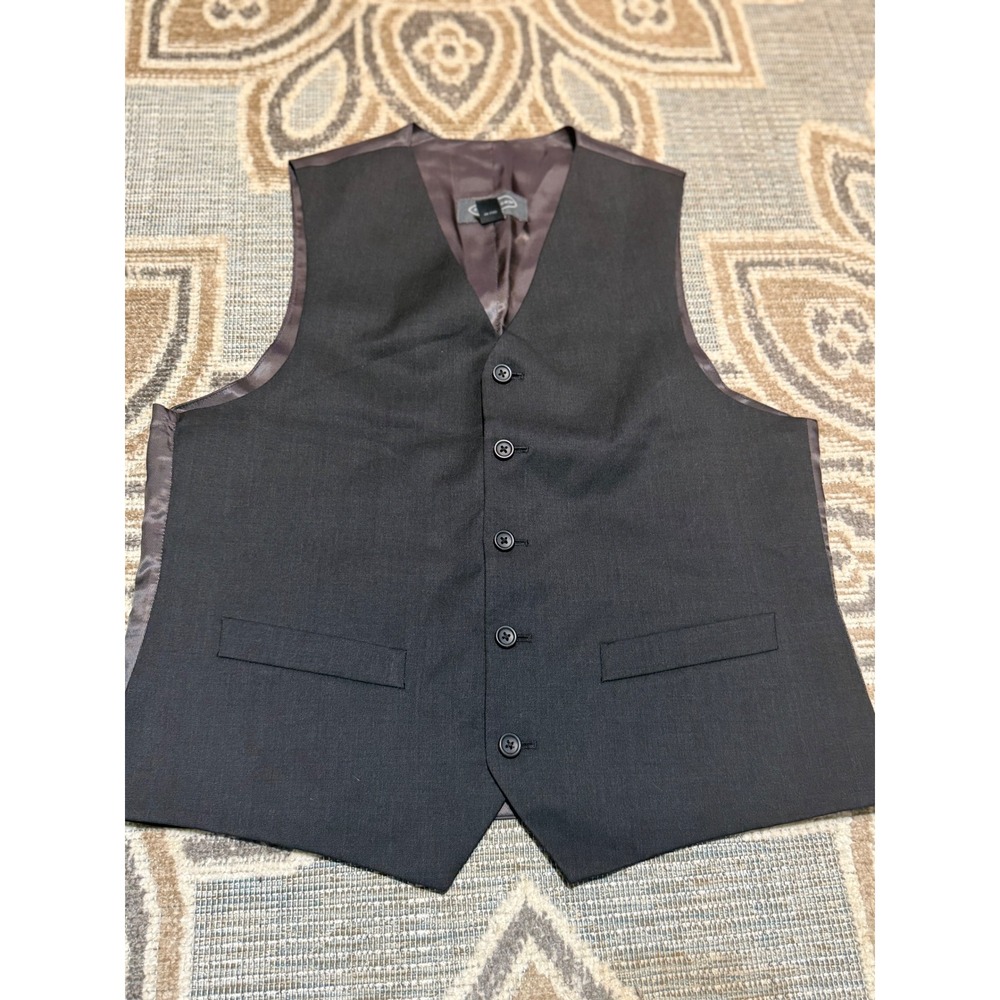 Pronto Uomo Platinum Mens Small Charcoal Gray 100% Wool Suit Vest Waistcoat - Picture 1 of 7